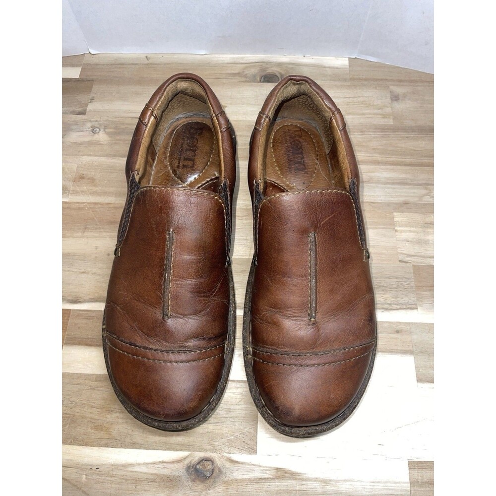 Born Women's 7.5 M Brown Leather Uppers Slip On Loafers Hand Crafted Mexico